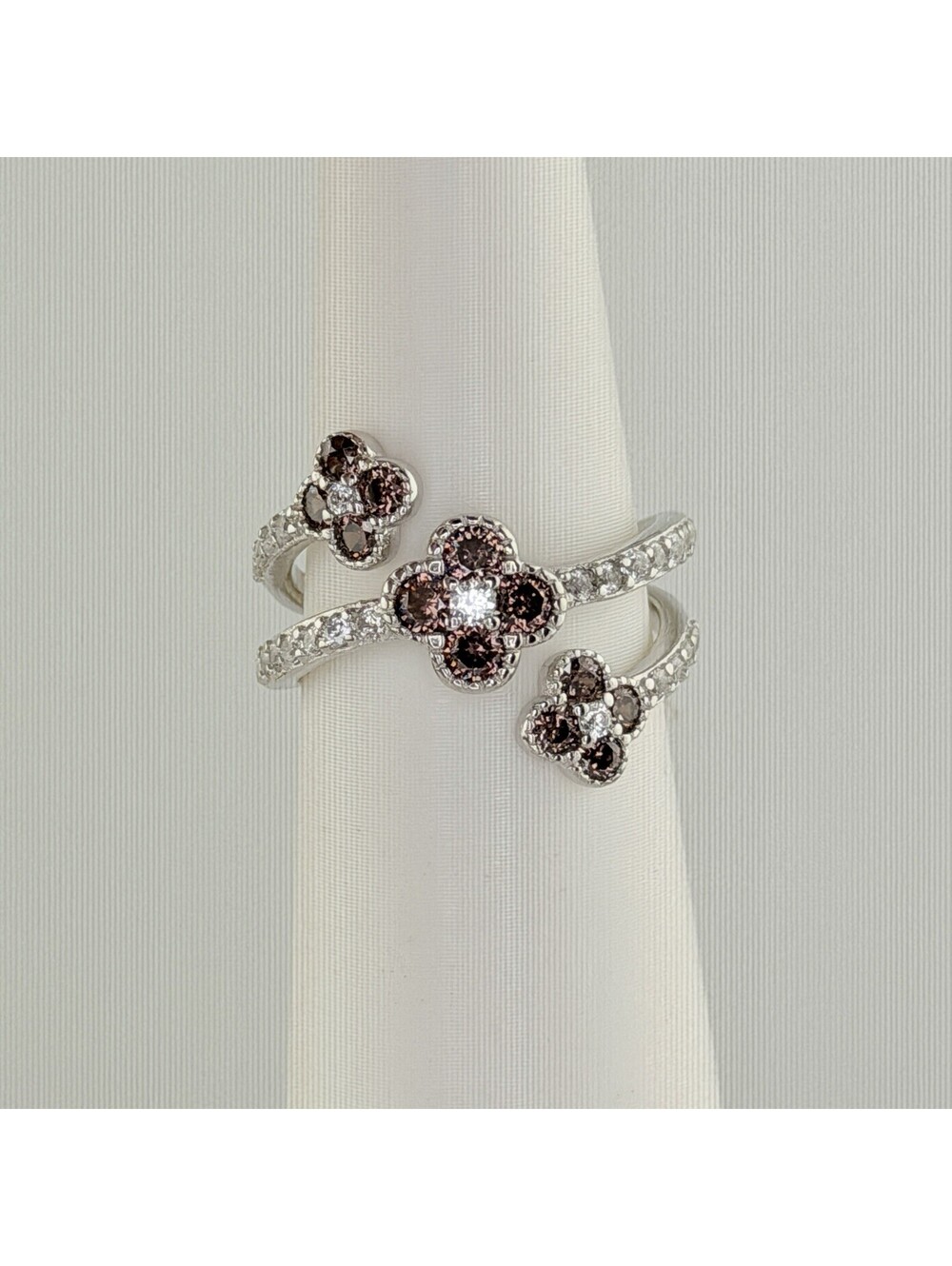Bomb Party Sterling Club Sz 6 ULTRA RARE UNICORN “Floral Trio Ring” .925 Silver